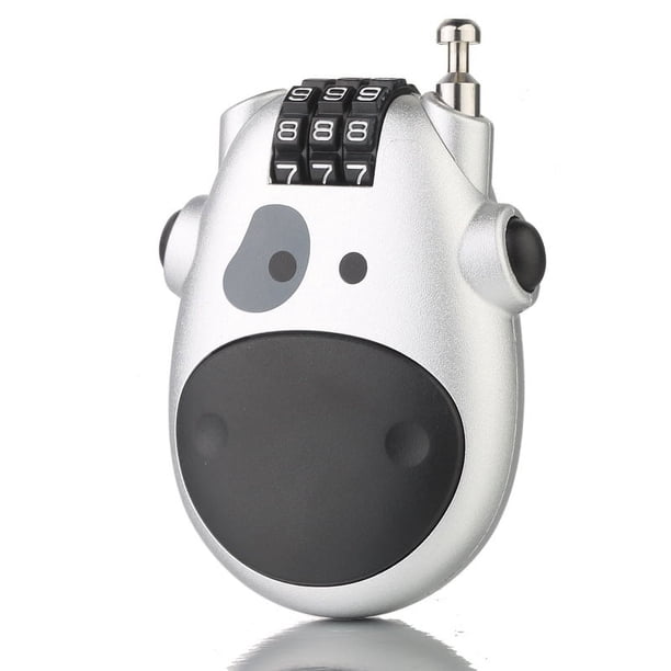 Cable de acero telescópico con forma de vaca de dibujos animados, candado con código para equipaje, ropa, trineo, casco de motocicleta