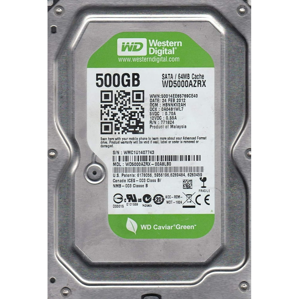 WD5000AZRX-00A8LB0, DCM HBNNKV2AH, Western Digital 500GB SATA 3.5 Hard ...