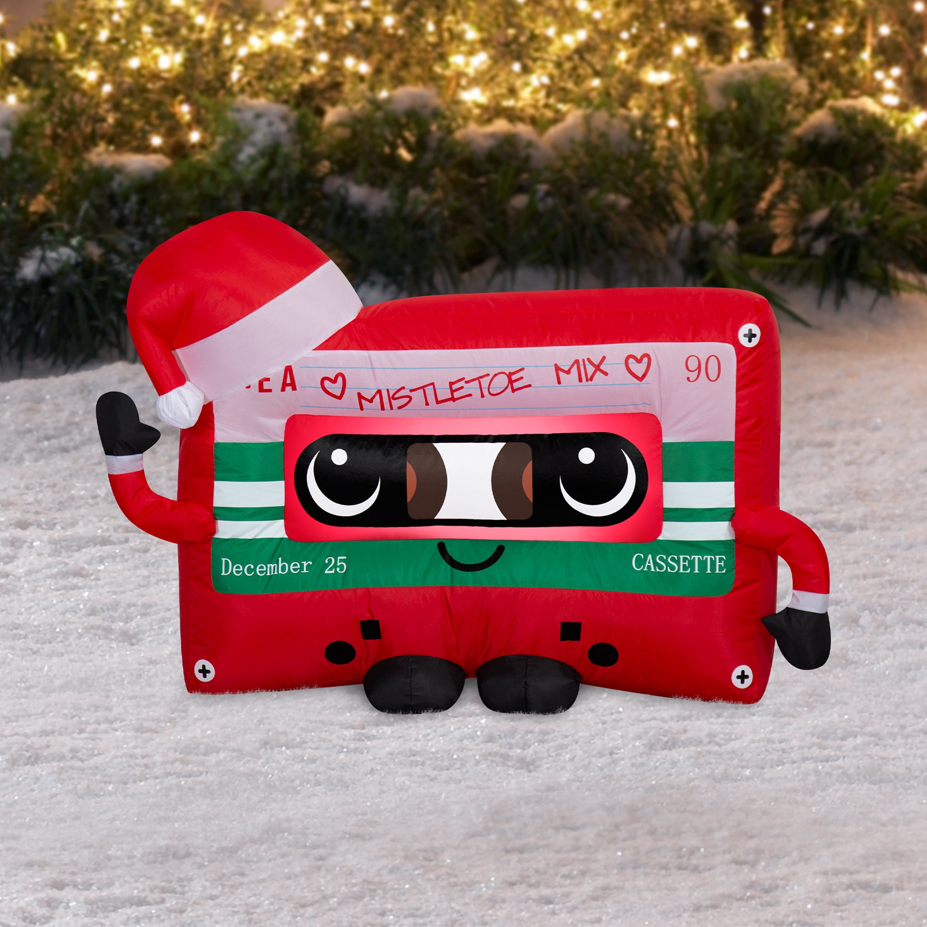 Multicolor Vintage 90s Cassette Tape Christmas Airblown Yard Inflatable, 3.3', by Holiday Time