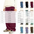 thumbnail image 3 of Dmsael Boys Corduroy Casual Pants Fashion Loose Fit Wide Leg Pants Straight Sweatpants Elastic Waist Drawstring (White,11-12 Years), 3 of 6