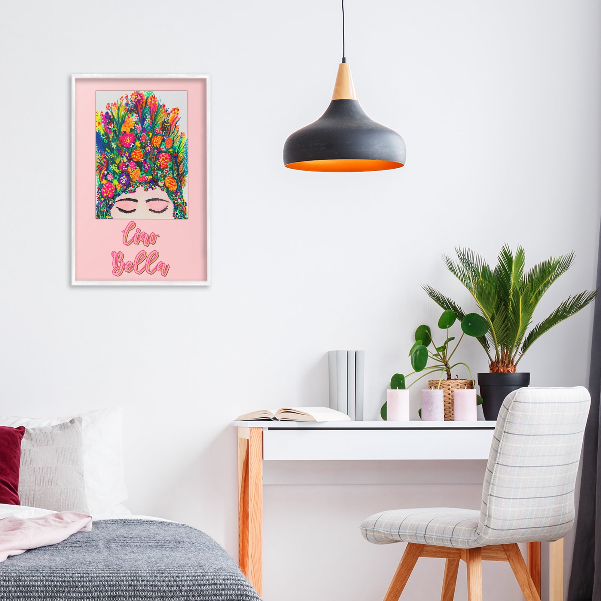 Stupell Industries Ciao Bella Floral Woman White Framed Giclee Art, design by Pooja Dave