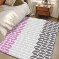 thumbnail image 5 of 2.7x5 Washable Area Rug, Pink Gray Non-Slip Rectangle Rug for Bedroom Bedside, Chevron Abstract Geometric Modern Art Indoor Floor Mat for Home Decor, 5 of 9