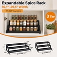 thumbnail image 2 of 3-Tier Spice Rack Organizer for Kitchen Cabinet or Pantry, 16"-29.5" Expandable Metal Spice Shelf, Seasoning Organizer with Guardrails for Jars, Bottles, Cans, Black, 2 of 7