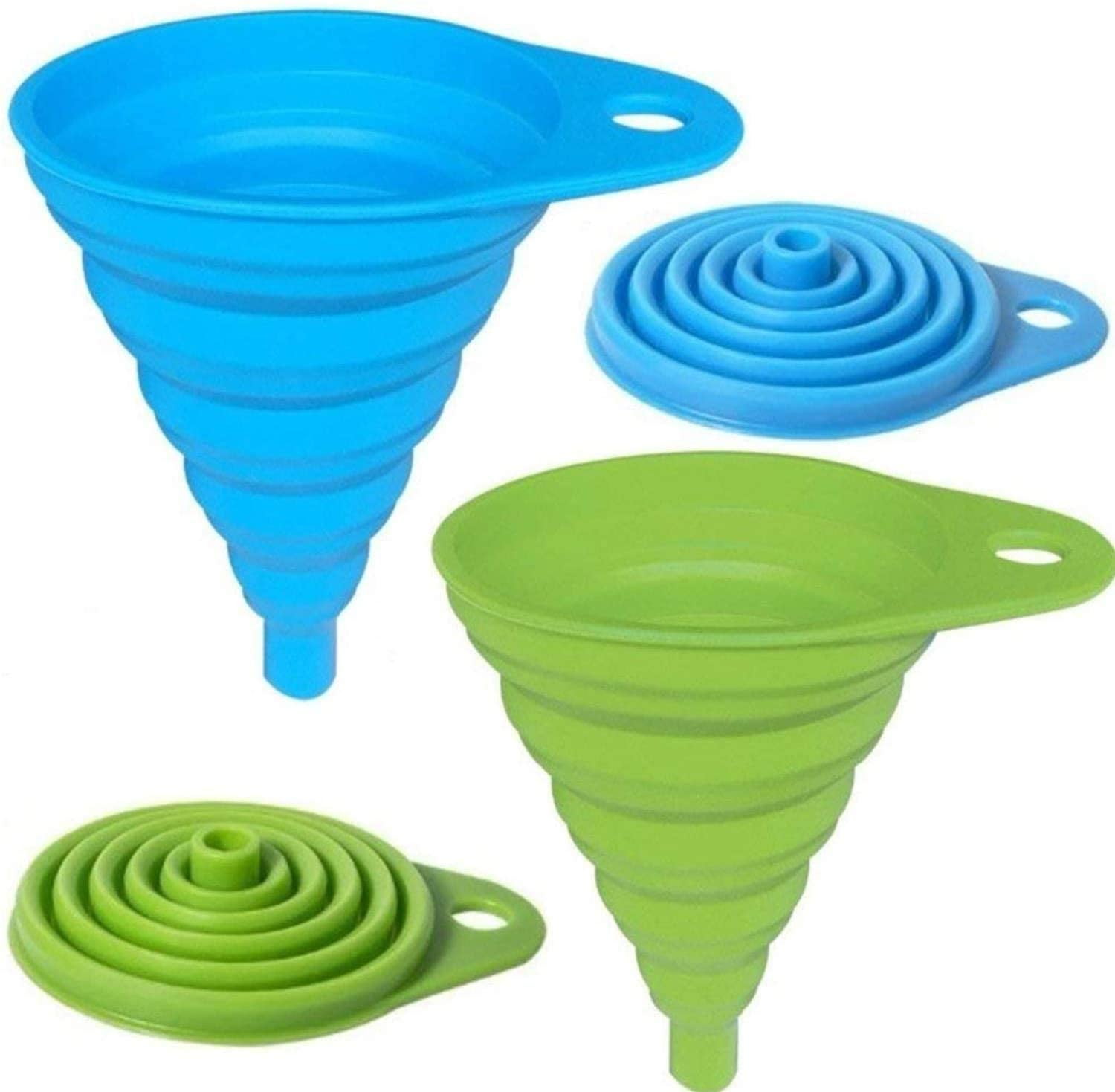 2 Pack Silicone Collapsible Funnel, Flexible/Foldable/Kitchen Funnel