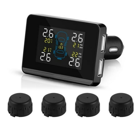 Wireless LCD TPMS Car Tire Tyre Pressure Monitor System with 4 External