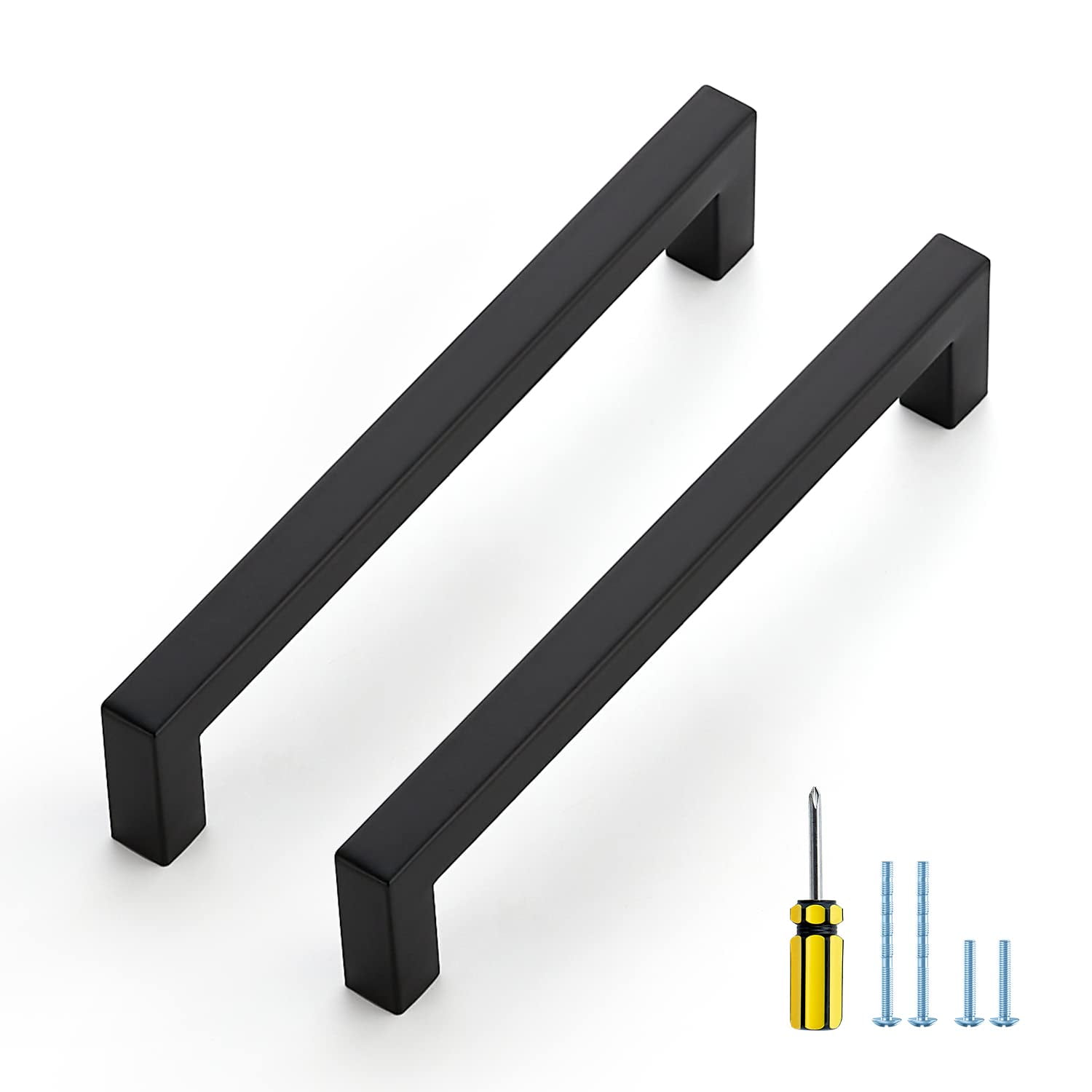 20 Pack Square Cabinet Pulls 6-1/4 Inch Black Kitchen Cabinet Handles ...