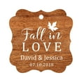 thumbnail image 1 of Darling Souvenir Fall in Love Autumn Fall Wedding Favor Hang Tags Custom Bonbonniere Tags-Rustic Wood-100 Tags, 1 of 1