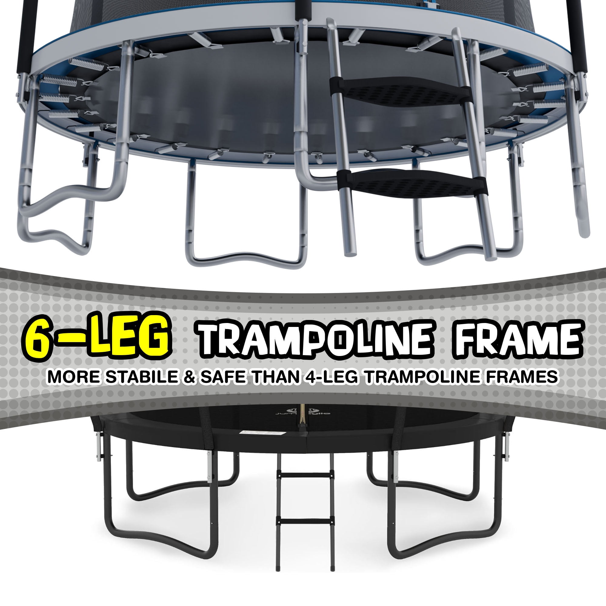 Sportspower TruJump 15' Trampoline with Safety Enclosure & Jump Mat with Lifetime Warranty, BLUE & YELLOW