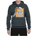 thumbnail image 2 of Wild Bobby Pumpkin Spice Latte Skeleton Orange Black and White Halloween Unisex Hoodie Sweatshirt, Charcoal, XX-Large, 2 of 6