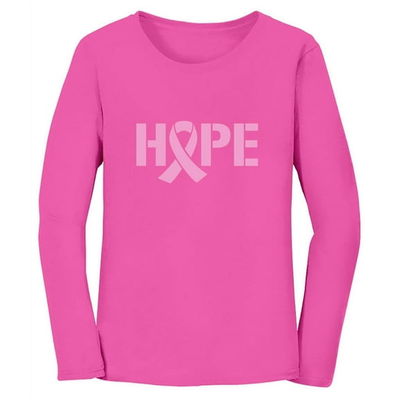 Tstars Womens Breast Cancer Awareness Shirts Hope Pink Ribbon Cancer Support Ribbon Apparel for Women Long Sleeve Graphic T Shirt
