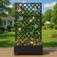 thumbnail image 4 of Ataucjin Metal Planter Box,Diamond Lattice Trellis Planter Box, for Climbing Plants and Vines, Galvanized Raised Garden Bed on Wheels, Garden Bed with Trellis, 4 of 6