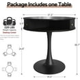 thumbnail image 2 of Black 31.5" Round Dining Table with Hidden Storage | Seamless Faux Woodgrain Tabletop, 2 Sliding Doors, Metal Pedestal Base for Small Spaces, 2 of 9