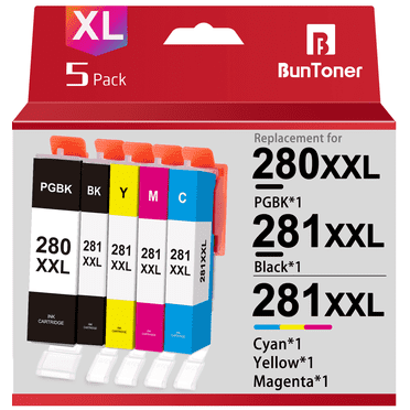 280 and 281 Ink Cartridges for Canon Ink 280 and 281 for Canon TR8520 TR8620 TS8120 TS9120 Printer (5 Pack)