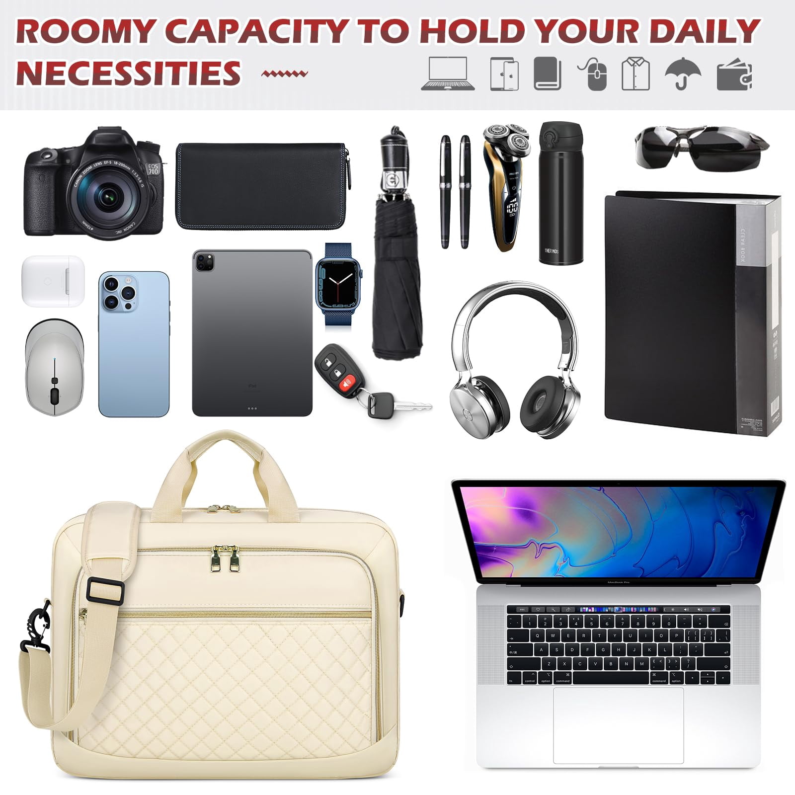 Laptop Bag 17.3 Inch Laptop Briefcase for Women Men Messenger Bag Waterproof Shoulder Large Computer Bag for Business Office Work College,Black