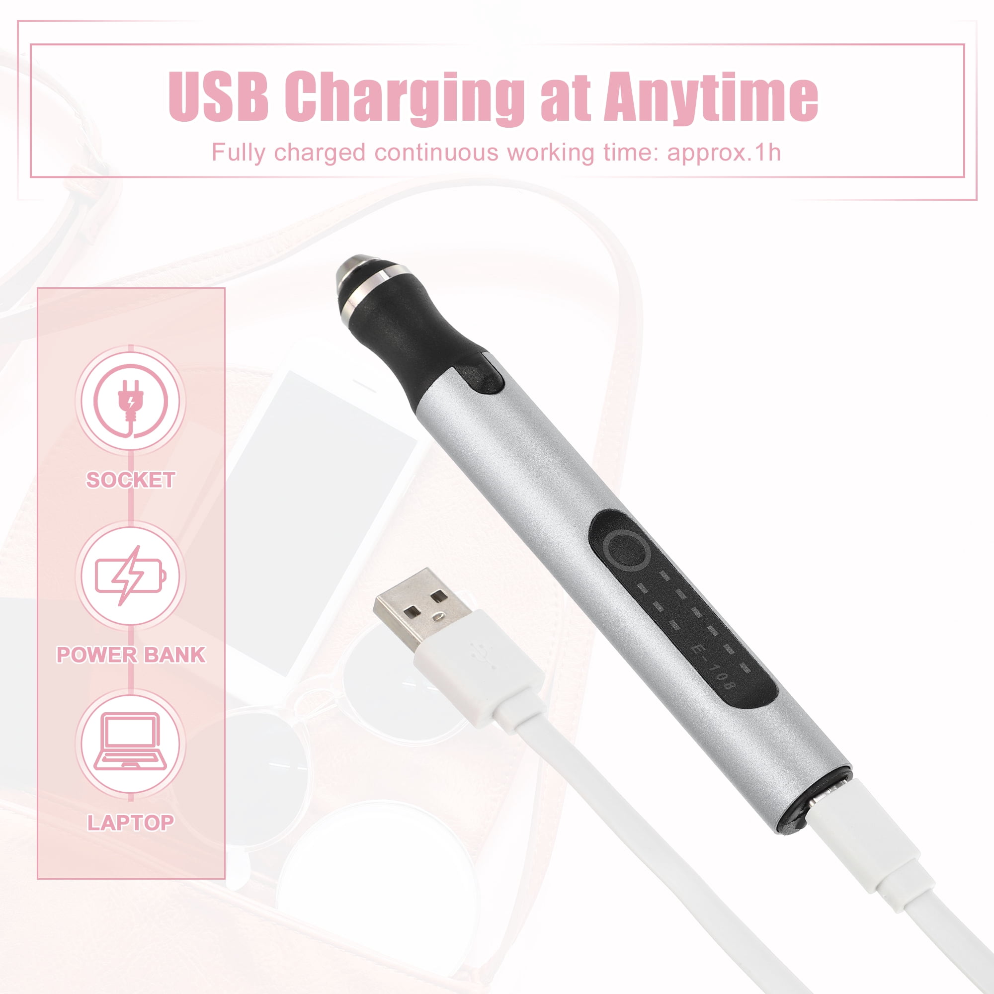 Unique Bargains Electric Cordless Nail Drill Kit 18000RPM Nail Drill Machine for Home Manicure Rechargeable Gray