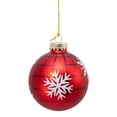 thumbnail image 4 of Kurt Adler 80MM Red Plaid with Snowflakes Glass Ball Ornaments, 6 Piece Box, 4 of 6
