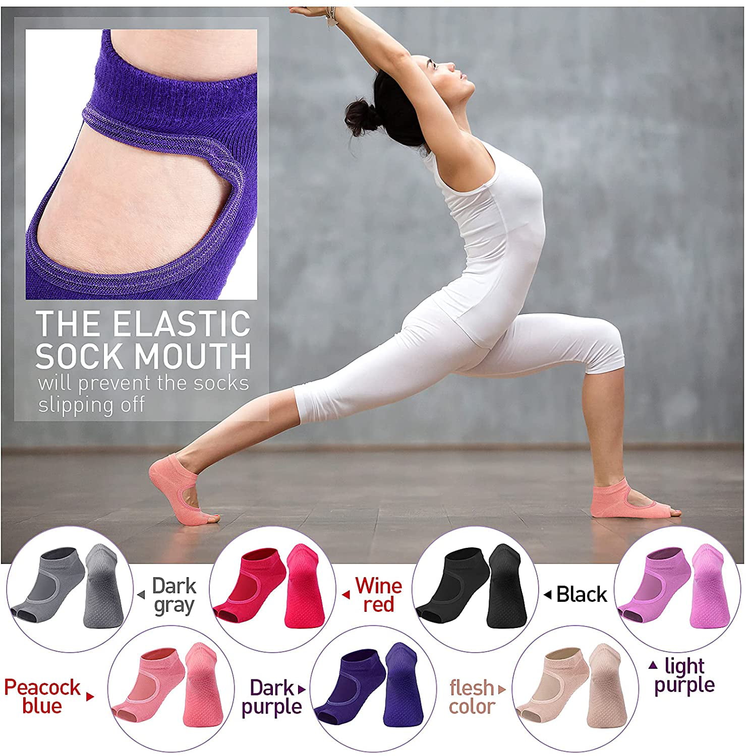 Ballet Dance Yoga Socks for Women Non Slip Socks with Grips Barre Barefoot Workout Fitness Hospital Socks,3-Pack,Size 5-11 Anti-Skid for Pilates 