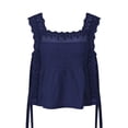 thumbnail image 7 of Chbgutlmr Womens Tank Tops Sleeveless Lace Patchwork Tie Side Square Neckline Ruffled Hem Crop Tops Casual Summer Dressy Blouses, 7 of 7