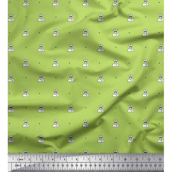 Soimoi Polyester Crepe Fabric Star & Ship Captain Shirting Printed Fabric 1 Yard 52 Inch Wide