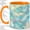 Orange, variant on Aqua Abstract Coffee Mug, Soft Glass Line Art, Calm Daily Tea Sips at Desk