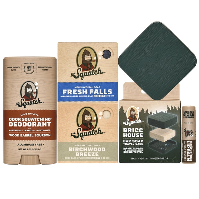 Kit de cuidado Dr. Squatch Bricc House con funda de viaje y jabón