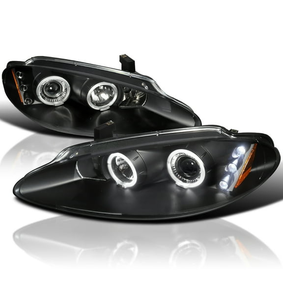 Spec-D Tuning Black LED Dual Halo Projector Headlights Compatible with 1998-2004 Dodge Intrepid, Left   Right Pair Headlamps Assembly