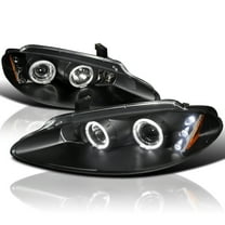 Spec-D Tuning Black LED Dual Halo Projector Headlights Compatible with 1998-2004 Dodge Intrepid, Left Right Pair Headlamps Assembly