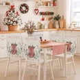 thumbnail image 2 of Merry Christmas Chair Covers Set of 4 Western Boots Botanical Leaves Poinsettia Linen Chair Back Covers Stretch Removable Washable Slipcovers Protector for Dining Room Kitchen Party Decor, 2 of 5
