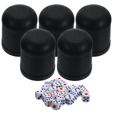 MLINS Plastic Dice Cup for Party Black Mini Shaker Cup with Small Dice Set Great for Board Games and Indoor Fun 5 Sets