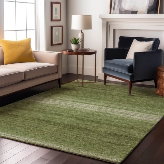 Addison Rugs Mayfield Premium Machine Washable Transitional Stripes Green Rectangle Rug, 9' x 12'