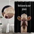thumbnail image 5 of Funny Cow Shower Curtain, Waterproof Shower Curtains for Bathroom, Welcome To OUR Place Modern Retro Washable Fabric Bathtub Curtain Set Bath Decor with 12 Hooks 48"x72", 5 of 8