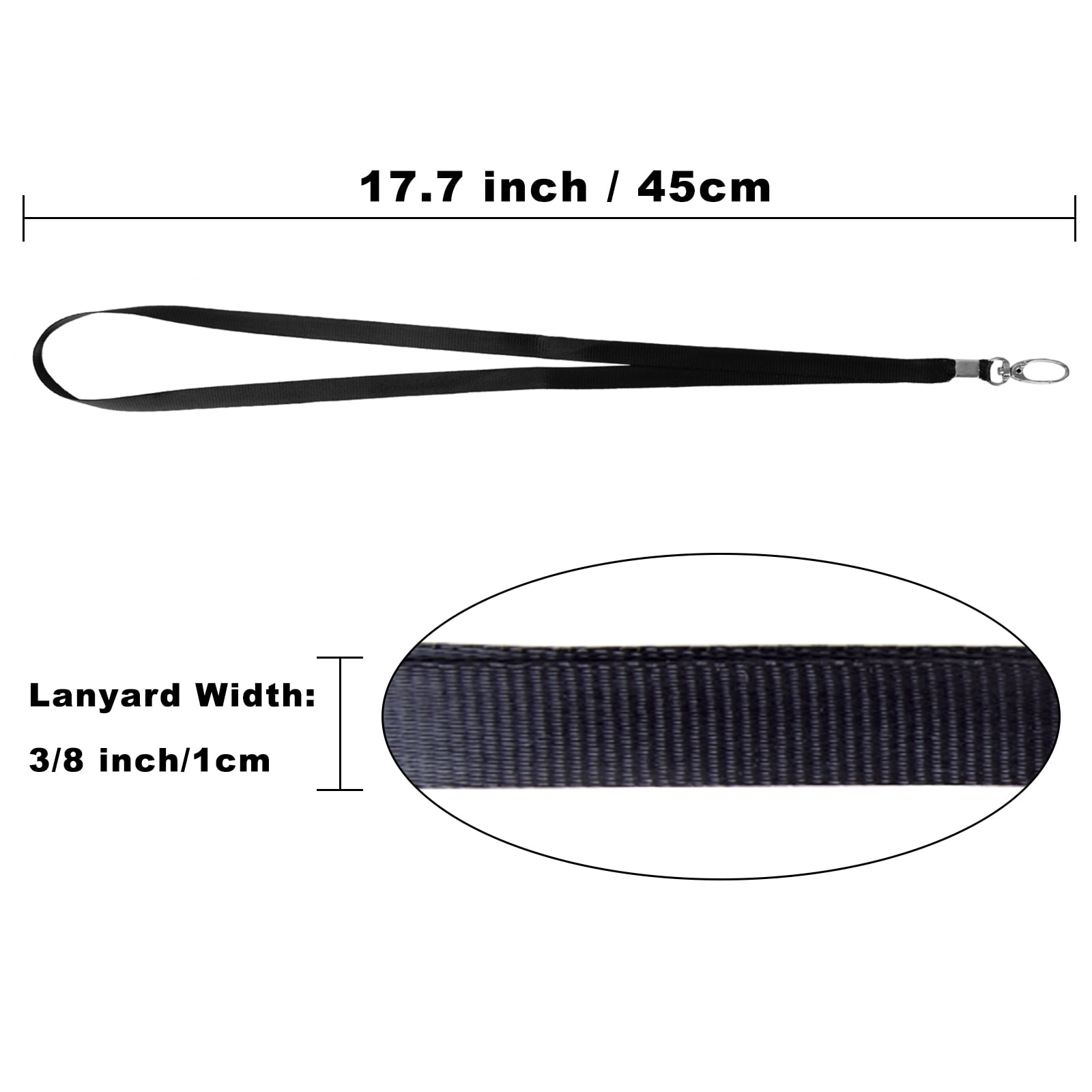 (Price/50 Pcs)Muka 50 Pcs Neck Nylon Lanyard Wholesale Swivel Hook Strap for Id Badges Holders Keys Chains Exhibition, 17.7 x 3/8 inches-Black