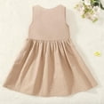 thumbnail image 2 of Toddler Girl Dress Summer Sleeveless Linen Cotton Dress Bow Kids Casual Dresses Clothes, 2 of 14