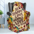 thumbnail image 4 of Saying Soft Flannel Fleece Throw Blanket, Group People Illustration Be Happy Love People Live in Peace Phrase, Cozy Plush for Indoor and Outdoor Use, 70" x 90", Multicolor, by Ambesonne, 4 of 5