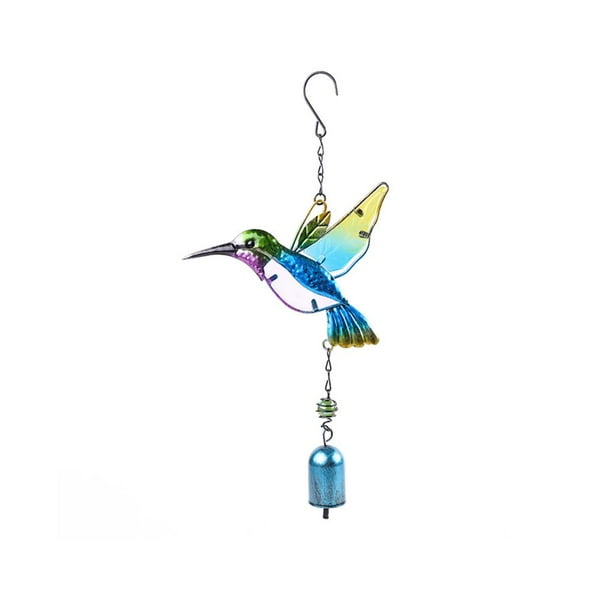Naiovety Campanas de viento de colibrí Vidrieras de hierro Campanas de viento de colibrí El mejor regalo Pájaro Decoración interior al aire libre Decoración del hogar Naiovety HA016320-00
