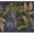 thumbnail image 1 of Green Blue Grey Floral Wallpaper Border Retro Design, Roll 15' x 8.5'', 1 of 3