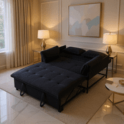 Gewnee 46 Velvet Convertible Sleeper Sofa Bed with Pull-Out Futon Couch for Small Spaces, Apartment & Living Room - Black