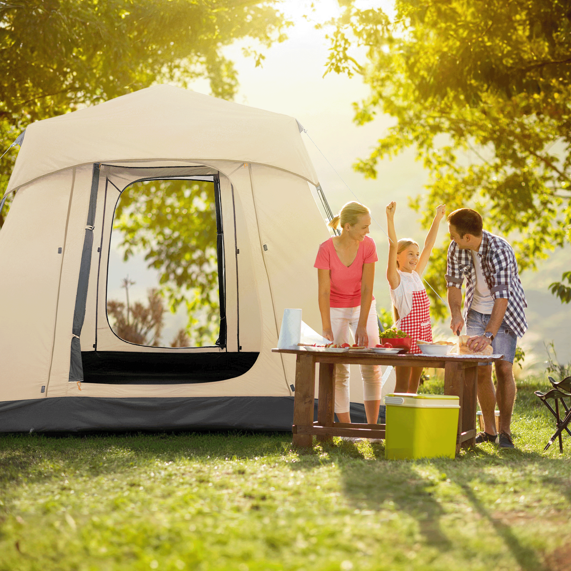 MARNUR 6-Person Instant Cabin Tent, Camping Tent with Carry Bag , Instant Setup, Outdoor, Hiking, Traveling, Beige