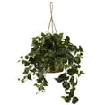 thumbnail image 2 of Nearly Natural 24" Plastic/Polyester Philo Plastic Artificial Plant Hanging Basket, Green, 2 of 6