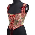 thumbnail image 6 of DJskiyers Womens Vintage Bustier Corset Top Linen Lace up Corsets Floral Boned Crop Tops Renaissance Bodyshaper, 6 of 9