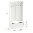 thumbnail image 3 of 38" 3-In-1 Entryway Hall Tree With Storage Bench, Coat Rack With Four Hooks And Shoe Storage, White, 3 of 8