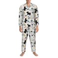 thumbnail image 3 of Balery Funny Puppy Pijama para Hombre de Dos Piezas con Manga Larga, Conjunto de Dormir y Descanso Suave con Bolsillos-Large, 3 of 7