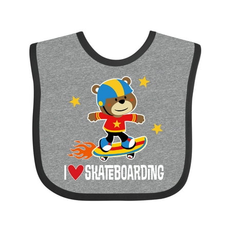 

Inktastic Skateboard I Love Skateboarding Boys Baby Bib