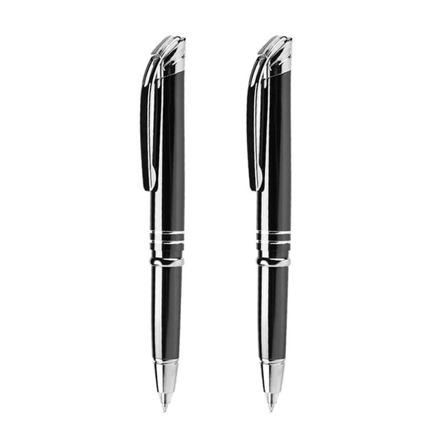 2pcs bolígrafo LED creativo bolígrafo de escritura de metal práctico material de papelería escolar de oficina brillante (negro)