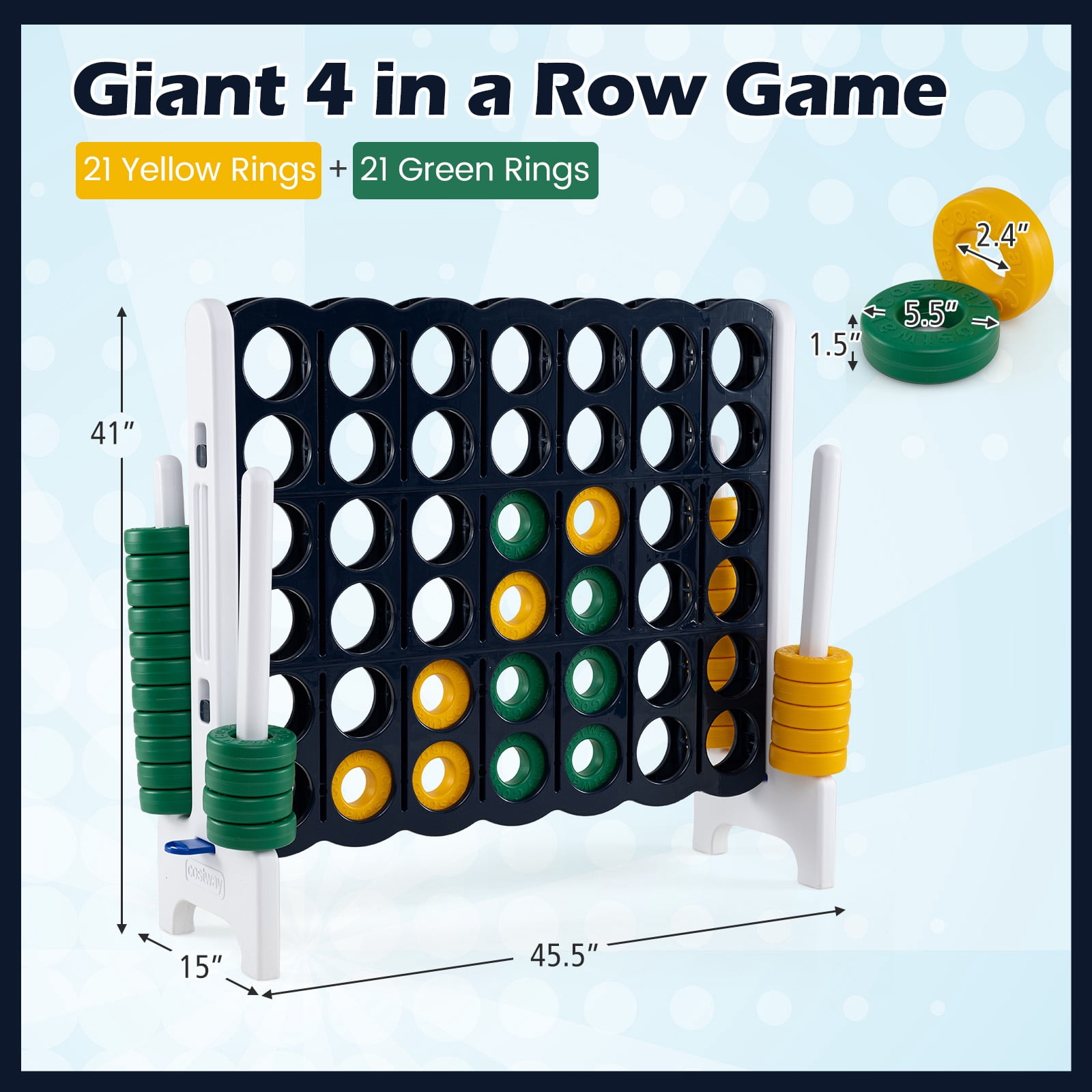Costway Jumbo 4-to-Score 4 in A Row Giant Game Set Outdoor Indoor Kids Adults Family Fun