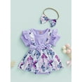 thumbnail image 2 of Bagilaanoe Newborn Baby Girl Romper Dress 3M 6M 9M 12M 18M Ribbed Short Sleeve Bodysuit Floral Playsuit Summer Clothes, 2 of 8