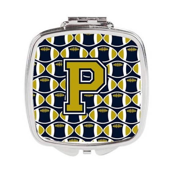 Carolines Treasures  Letter P Football Blue & Gold Compact Mirror