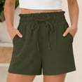 thumbnail image 2 of ClodeEU Women's Drawstring Waist Shorts,Lightweight Casual Loose Fit Summer Shorts with Pockets Army Green,Women's Plus L, 2 of 8