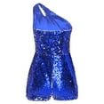 thumbnail image 4 of vastwit Kids Girls Sparkle Sequins Party Leotard One Shoulder Sleeveless Jumpsuit Pageant Ballroom Royal Blue 6, 4 of 7