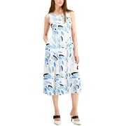 Alfani Women's Printed Fit & Flare Dress Blue Size 10 Petite